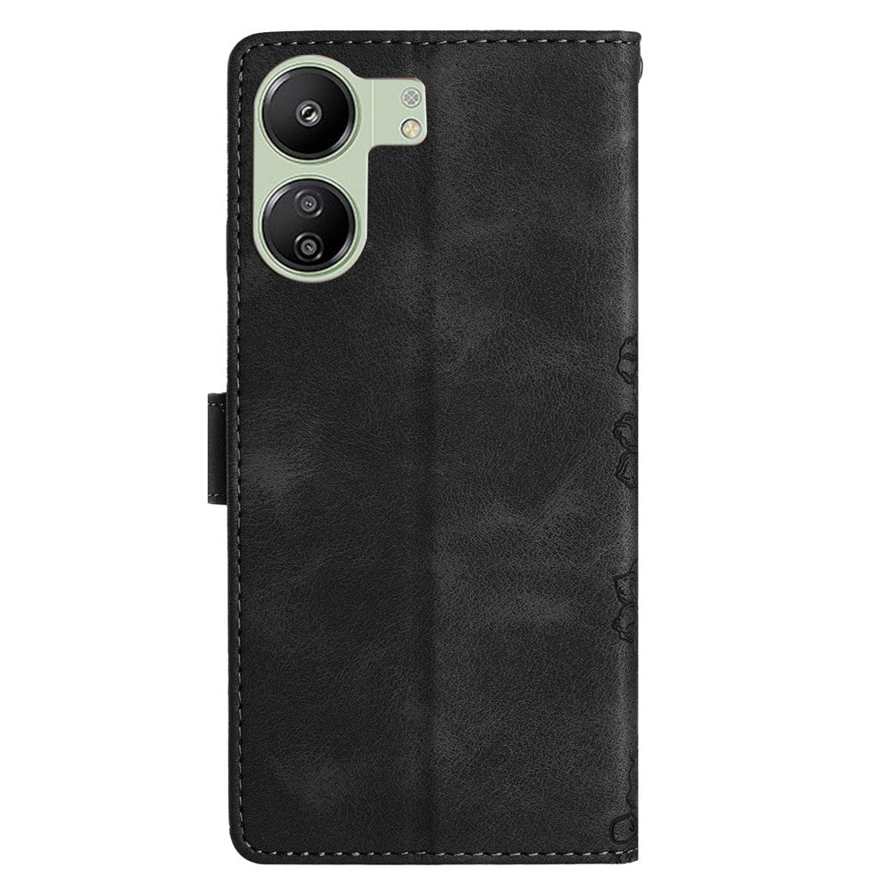 For Xiaomi Redmi 13C 4G / Poco C65 4G Case Butterfly Flower Design Leather Wallet Flip Phone Cover