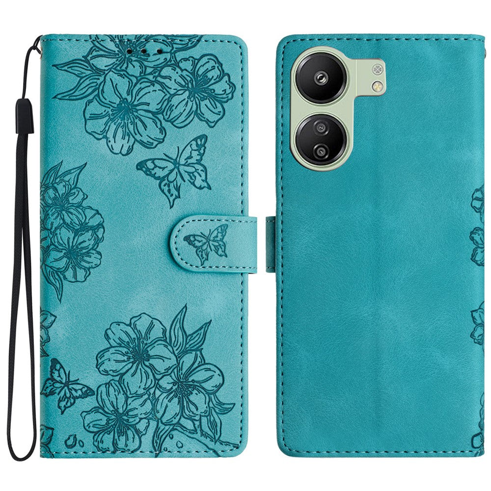 For Xiaomi Redmi 13C 4G / Poco C65 4G Case Butterfly Flower Design Leather Wallet Flip Phone Cover