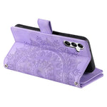 Stil 006 mobilcover til Samsung Galaxy S24 FE med mandala-blomstermønster, PU-læder og pung med lynlås