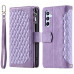 Style 005 Til Samsung Galaxy S24 FE Mobiltelefoncover Rhombe Syning Linje PU Læder Lynlås Lomme Telefoncover