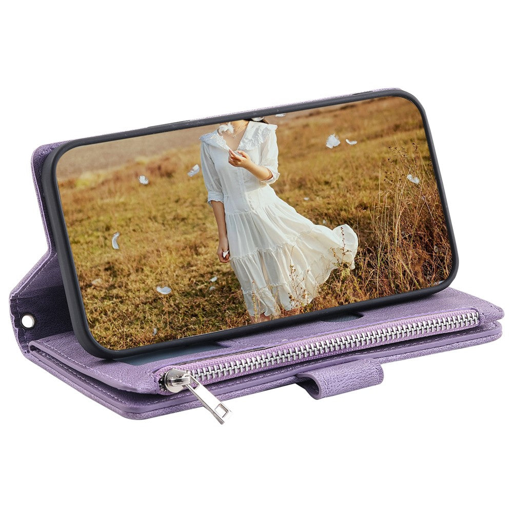 Style 005 Til Samsung Galaxy S24 FE Mobiltelefoncover Rhombe Syning Linje PU Læder Lynlås Lomme Telefoncover