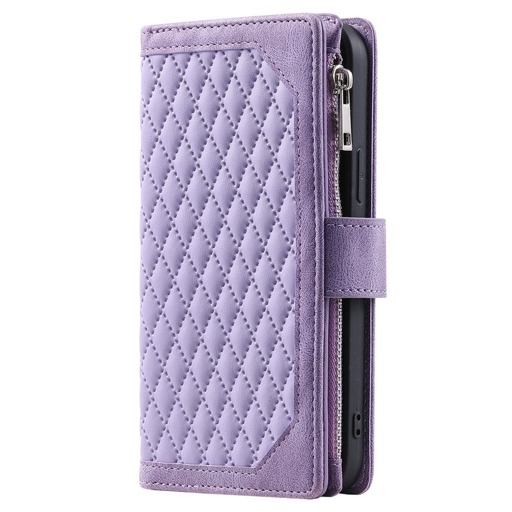 Style 005 Til Samsung Galaxy S24 FE Mobiltelefoncover Rhombe Syning Linje PU Læder Lynlås Lomme Telefoncover