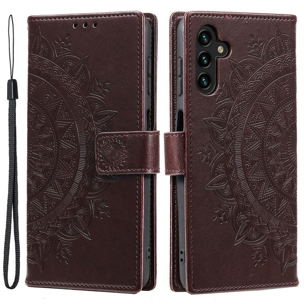 For Samsung Galaxy S24 FE Phone Stand Case Imprinted Totem PU Leather Wallet Phone Cover