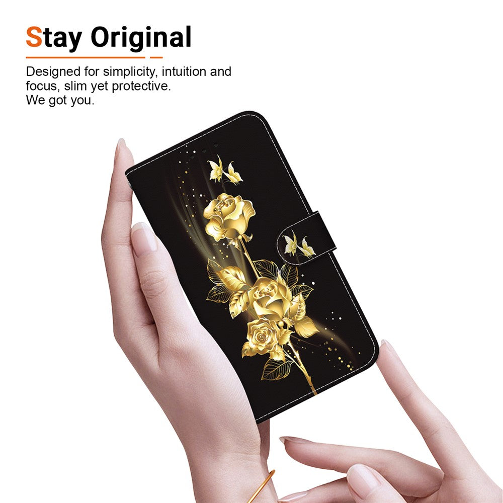 Tegnebog Telefonetui til Samsung Galaxy S24 FE TPU+PU Læder Telefonstativ Cover med Mønstertryk