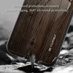 For Samsung Galaxy S24 FE Case TPU Frame Tempered Glass Back Phone Cover Wood Texture