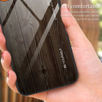For Samsung Galaxy S24 FE Case TPU Frame Tempered Glass Back Phone Cover Wood Texture