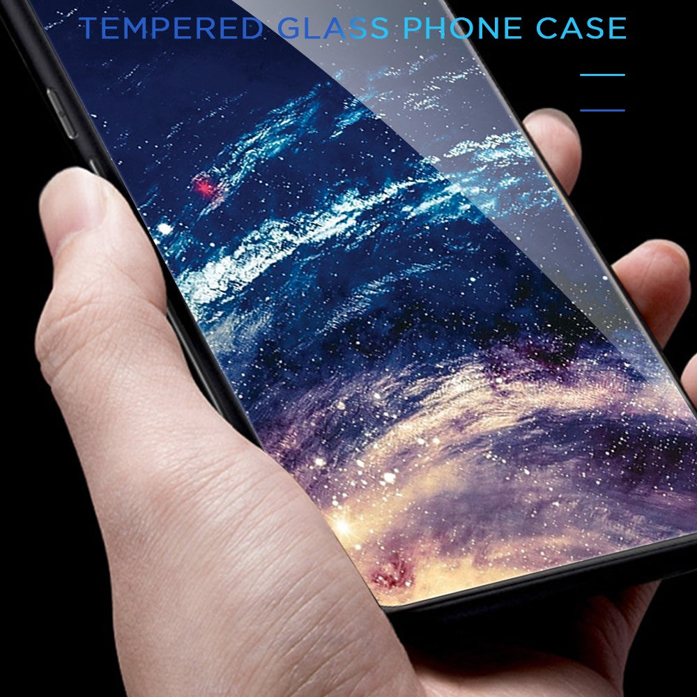 For Samsung Galaxy S24 FE Phone Case Pattern Design Tempered Glass+PC+TPU Phone Cover