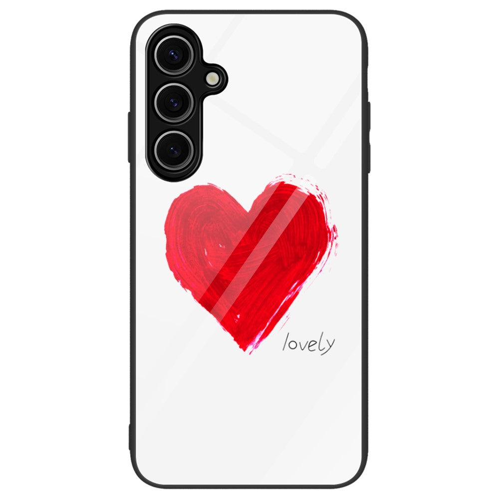 For Samsung Galaxy S24 FE Phone Case Pattern Design Tempered Glass+PC+TPU Phone Cover