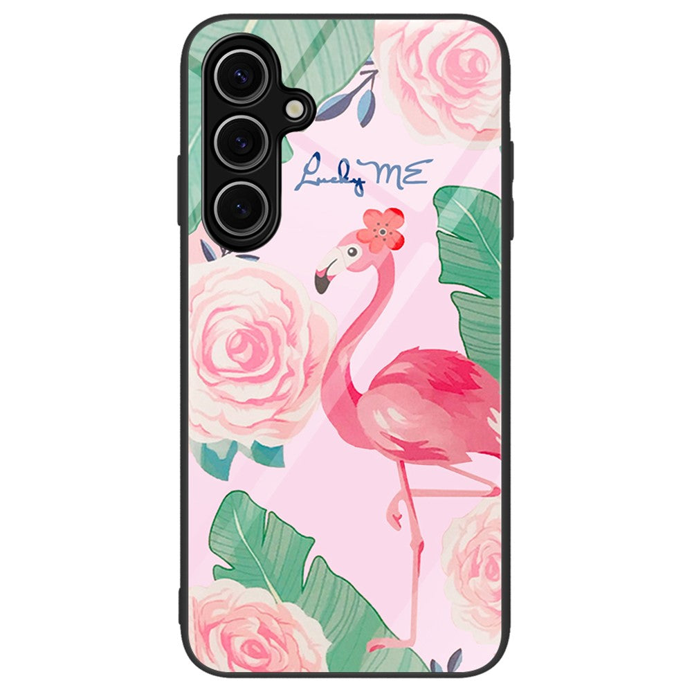 For Samsung Galaxy S24 FE Phone Case Pattern Design Tempered Glass+PC+TPU Phone Cover