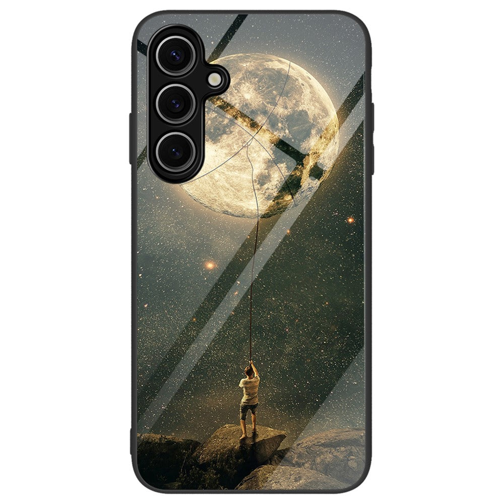 For Samsung Galaxy S24 FE Phone Case Pattern Design Tempered Glass+PC+TPU Phone Cover