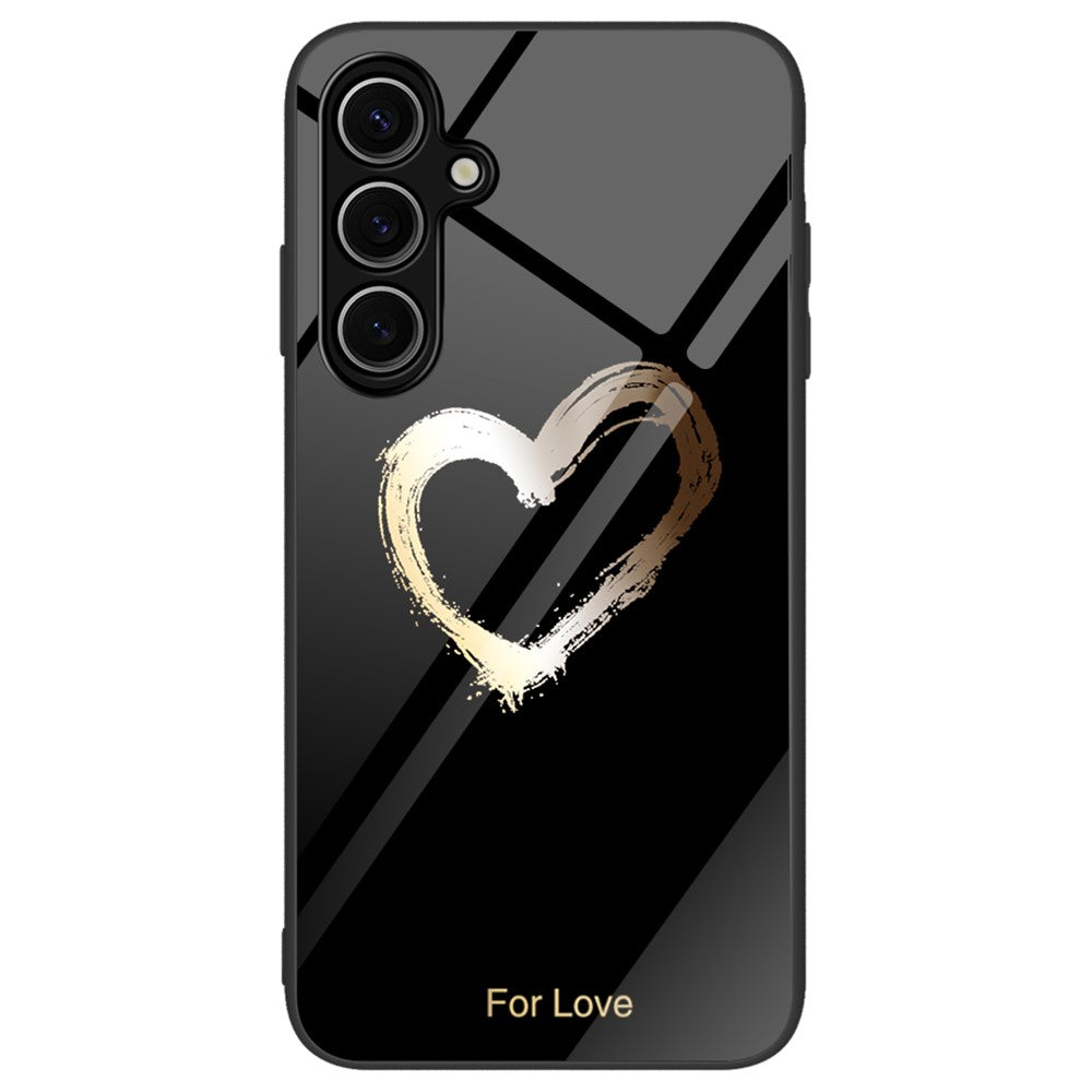 For Samsung Galaxy S24 FE Phone Case Pattern Design Tempered Glass+PC+TPU Phone Cover