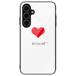 For Samsung Galaxy S24 FE Phone Case Pattern Design Tempered Glass+PC+TPU Phone Cover