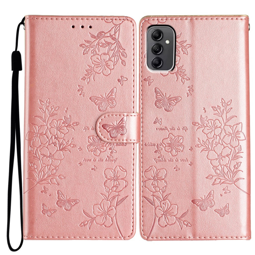 Samsung Galaxy A14 5G-mobilcover, flipet læderetui med sommerfugletryk og pung