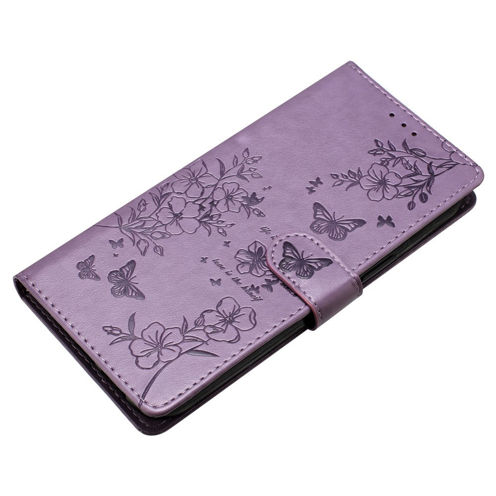 Til Samsung Galaxy A15 5G Pung Telefoncover med Sommerfugl Blomster Præg Lædercover