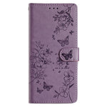 Til Samsung Galaxy A15 5G Pung Telefoncover med Sommerfugl Blomster Præg Lædercover
