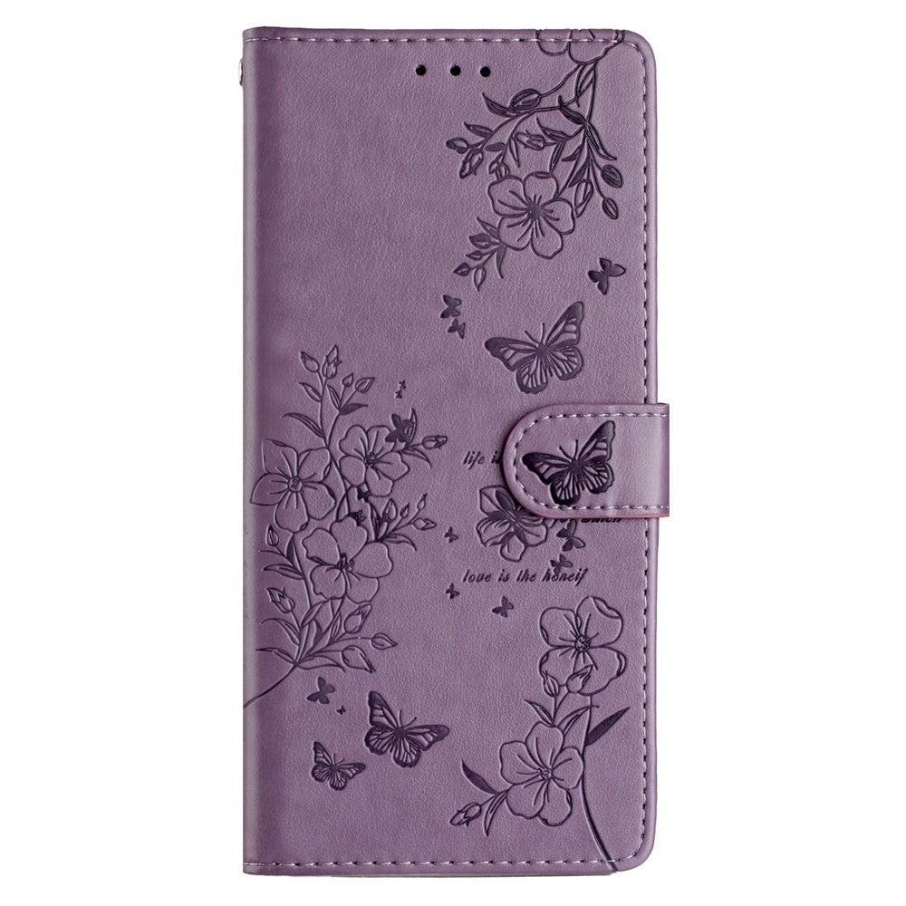 Til Samsung Galaxy A15 5G Pung Telefoncover med Sommerfugl Blomster Præg Lædercover