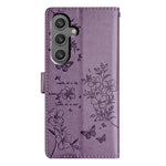 Til Samsung Galaxy A15 5G Pung Telefoncover med Sommerfugl Blomster Præg Lædercover