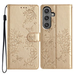 Til Samsung Galaxy A15 5G Pung Telefoncover med Sommerfugl Blomster Præg Lædercover