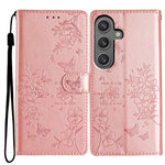 Til Samsung Galaxy A15 5G Pung Telefoncover med Sommerfugl Blomster Præg Lædercover