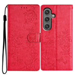 Til Samsung Galaxy A15 5G Pung Telefoncover med Sommerfugl Blomster Præg Lædercover