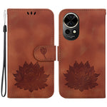 Huawei Nova 12 5G mobilskal Lotus Imprint Läder Stativ Plånboksfodral