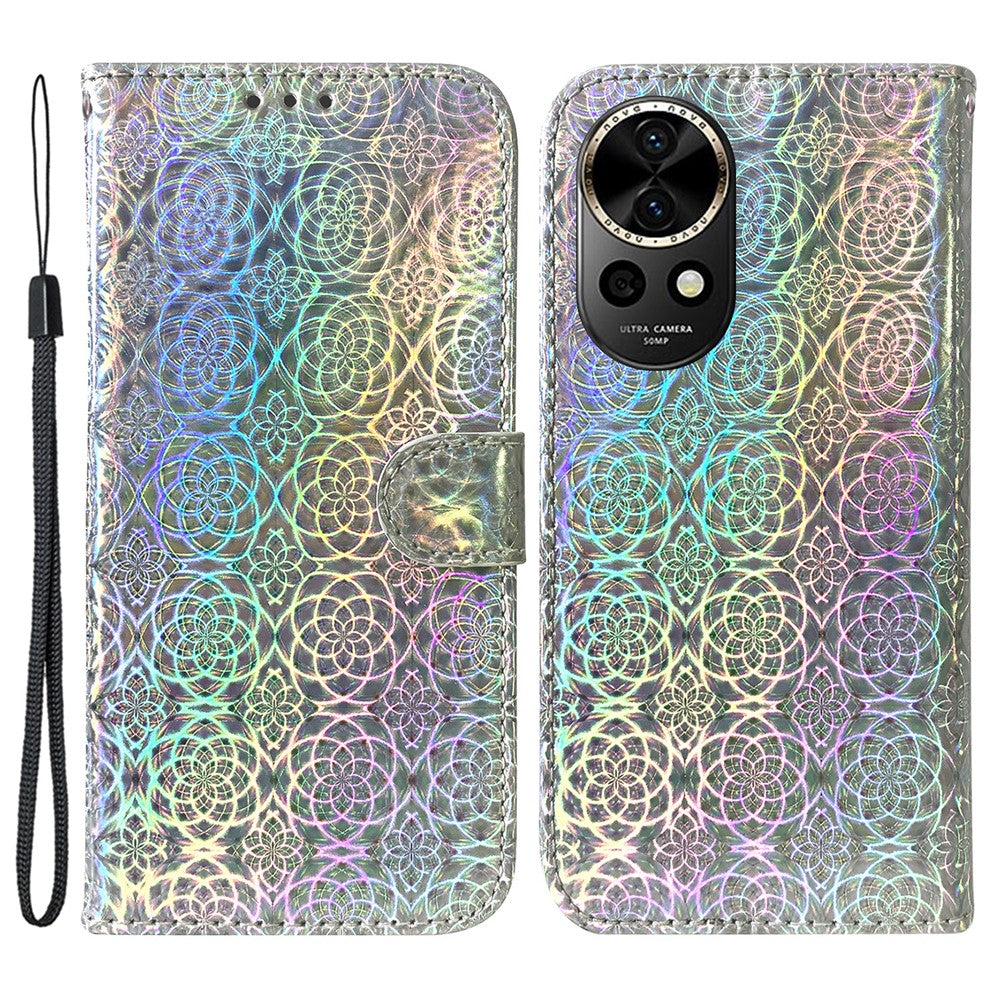 Huawei Nova 12 5G Plånboksfodral med bländande blommönster i PU-läder