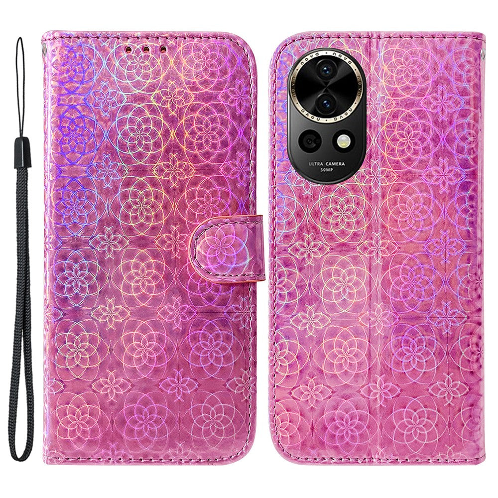 Huawei Nova 12 5G Plånboksfodral med bländande blommönster i PU-läder