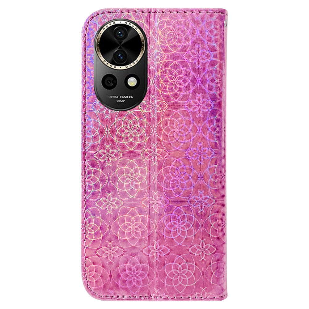 Huawei Nova 12 5G Plånboksfodral med bländande blommönster i PU-läder