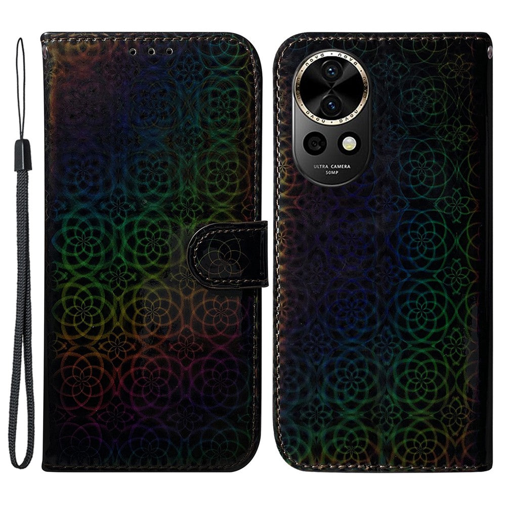 Huawei Nova 12 5G Plånboksfodral med bländande blommönster i PU-läder