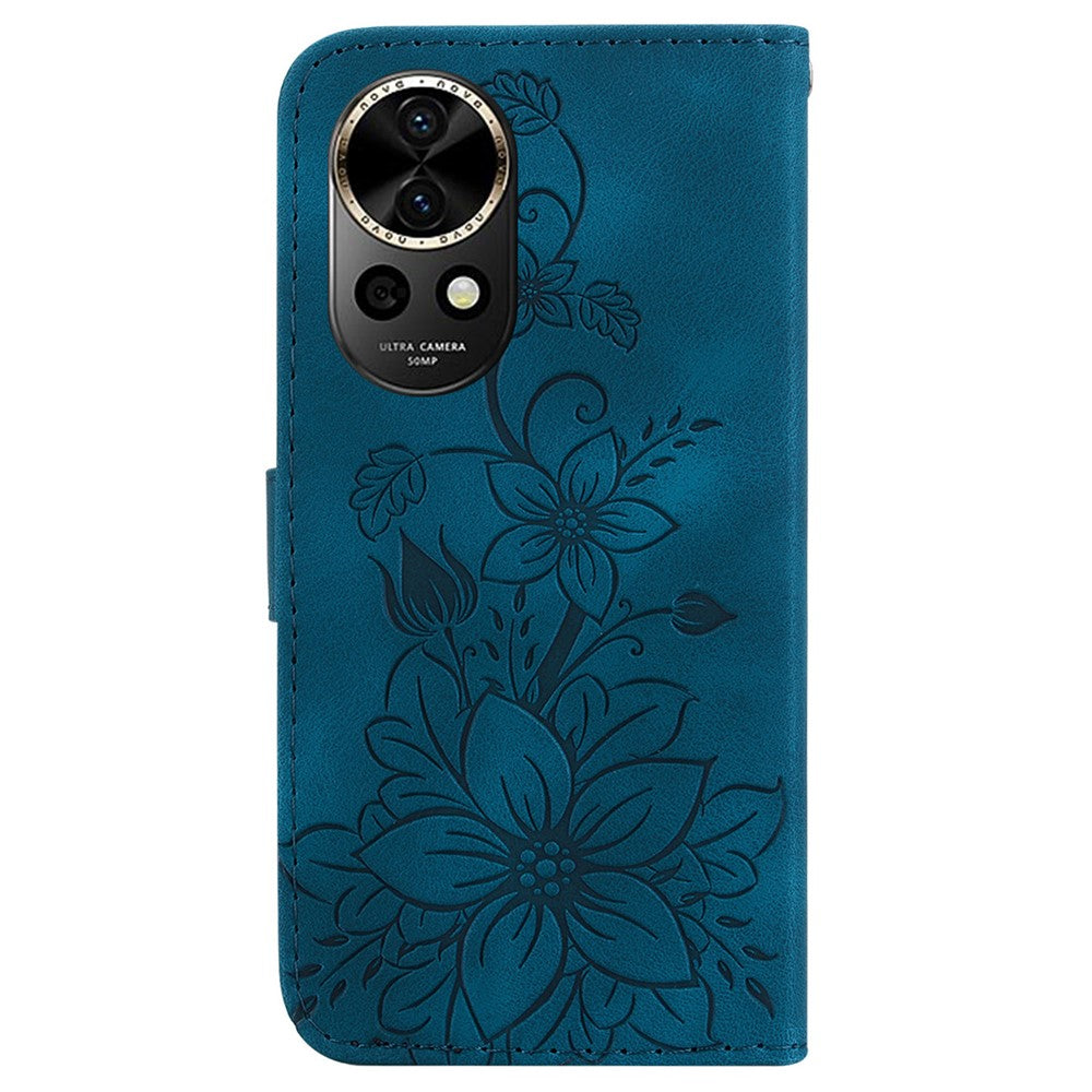 Huawei Nova 12 5G Plånboksfodral PU-lädermobilfodral med blommönster