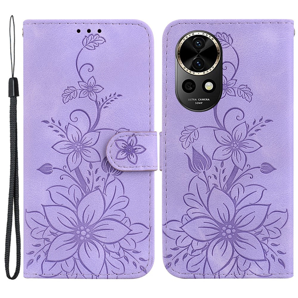 Huawei Nova 12 5G Plånboksfodral PU-lädermobilfodral med blommönster