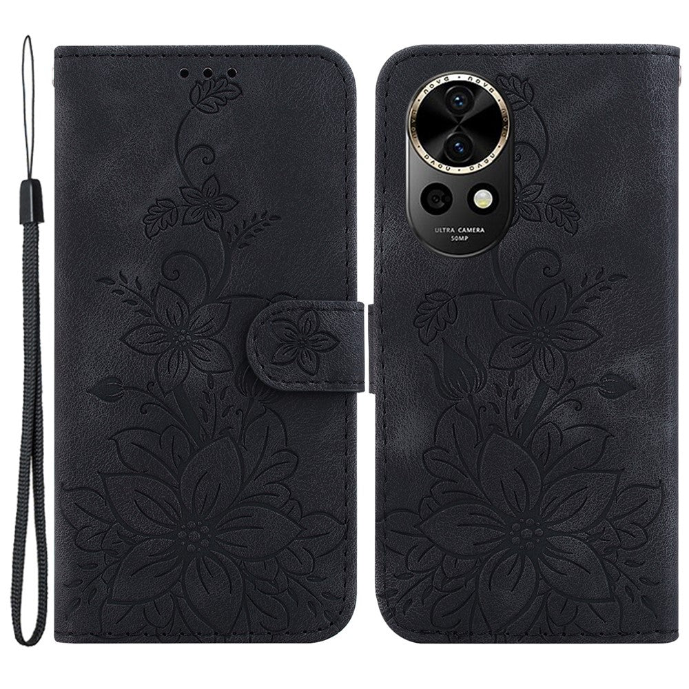 Huawei Nova 12 5G Plånboksfodral PU-lädermobilfodral med blommönster