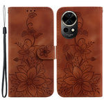 Huawei Nova 12 5G Plånboksfodral PU-lädermobilfodral med blommönster