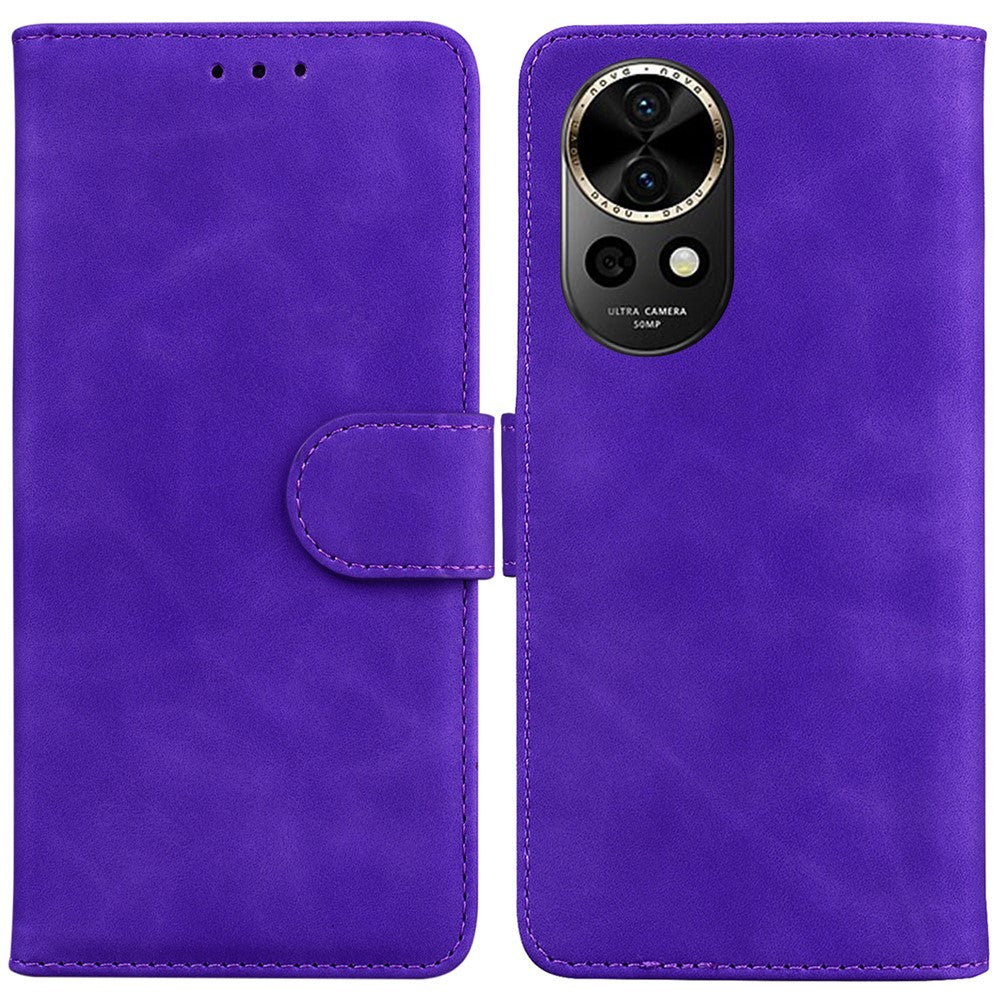 For Huawei nova 12 5G Case Solid Color PU Leather Stand Phone Cover
