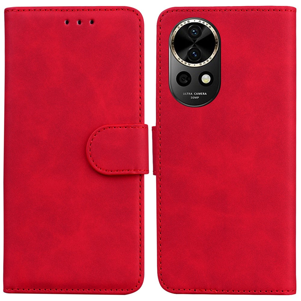 For Huawei nova 12 5G Case Solid Color PU Leather Stand Phone Cover
