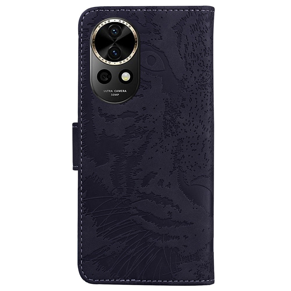 For Huawei nova 12 5G Case Anti-Fall Tiger Imprint PU Leather Phone Cover