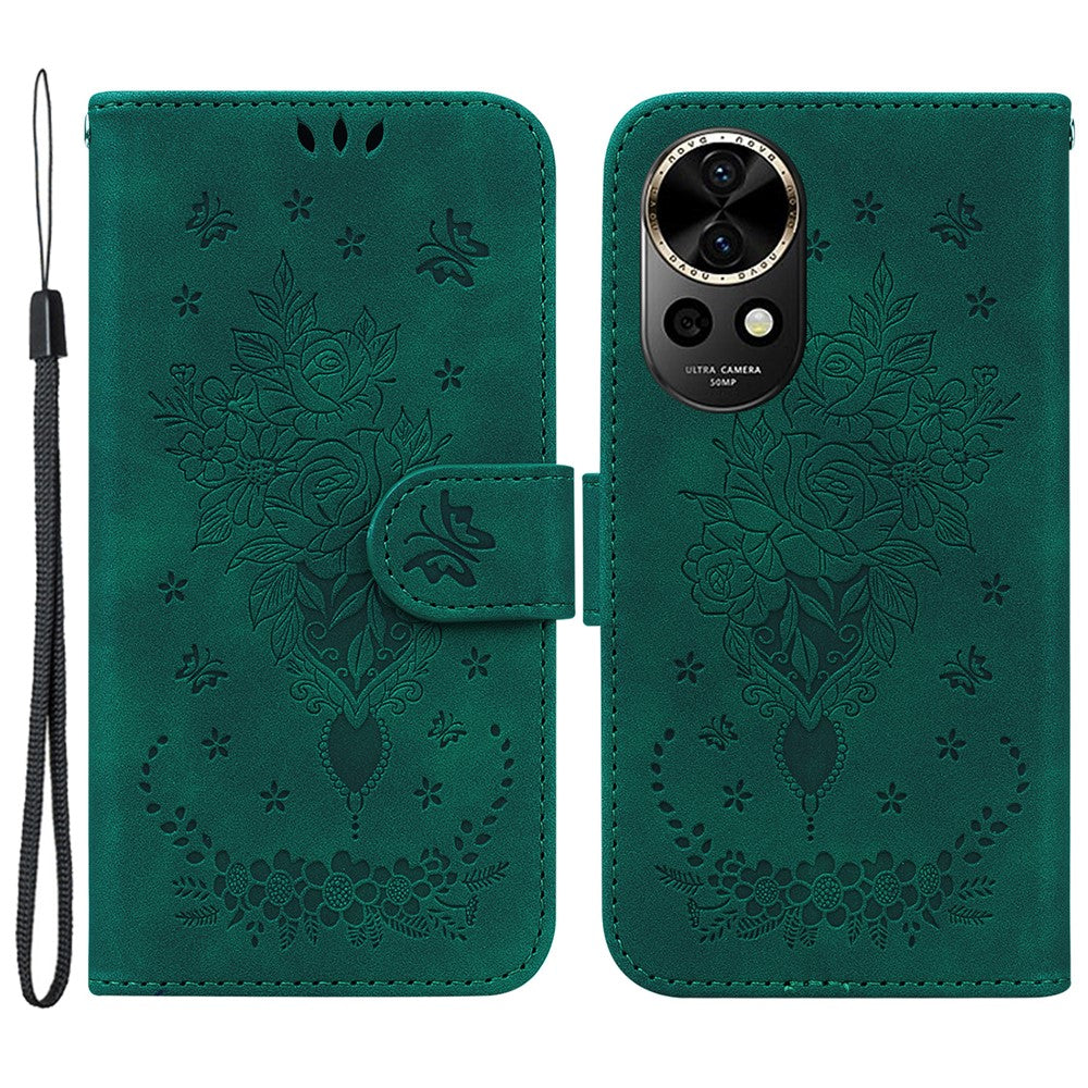 Huawei Nova 12 5G Plånboksfodral PU-läder mobilfodral Fjärilsblomma Avtryck