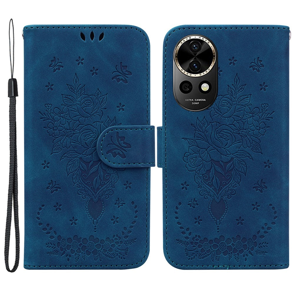 Huawei Nova 12 5G Plånboksfodral PU-läder mobilfodral Fjärilsblomma Avtryck