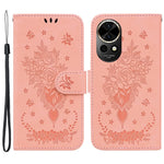 Huawei Nova 12 5G Plånboksfodral PU-läder mobilfodral Fjärilsblomma Avtryck