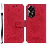 Huawei Nova 12 5G Plånboksfodral PU-läder mobilfodral Fjärilsblomma Avtryck