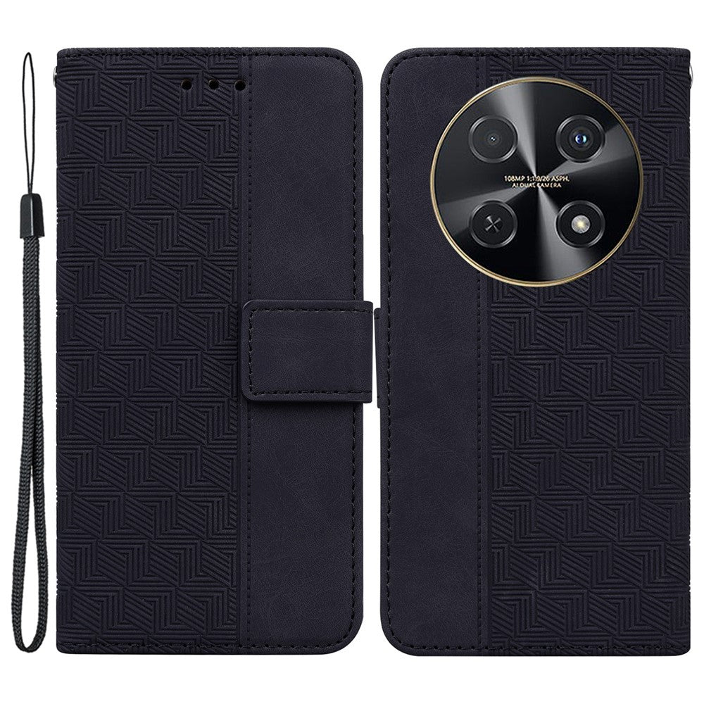 Huawei Nova 12i 4G-skal Geometry Imprint Läderplånboksfodral Mobilmobilfodral