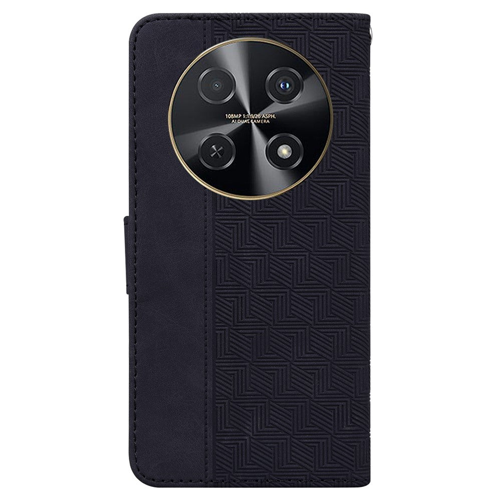 Huawei Nova 12i 4G-skal Geometry Imprint Läderplånboksfodral Mobilmobilfodral