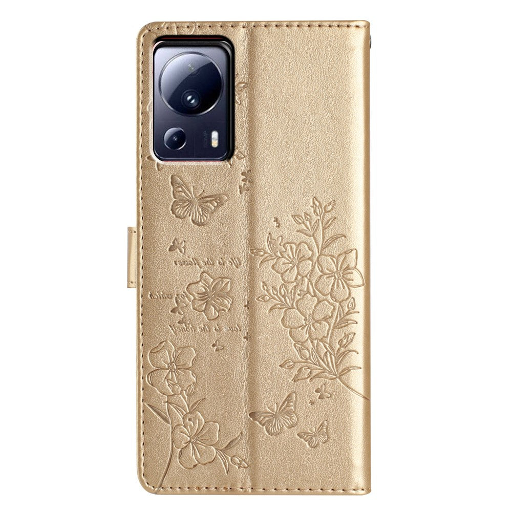 Xiaomi 13 Lite / Civi 2 5G mobilskal Fjärils Blommigt Läder Plånboksfodral