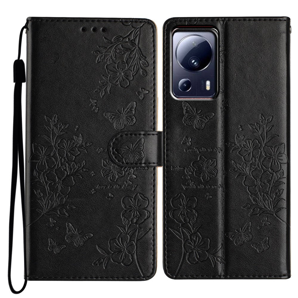 Xiaomi 13 Lite / Civi 2 5G mobilskal Fjärils Blommigt Läder Plånboksfodral