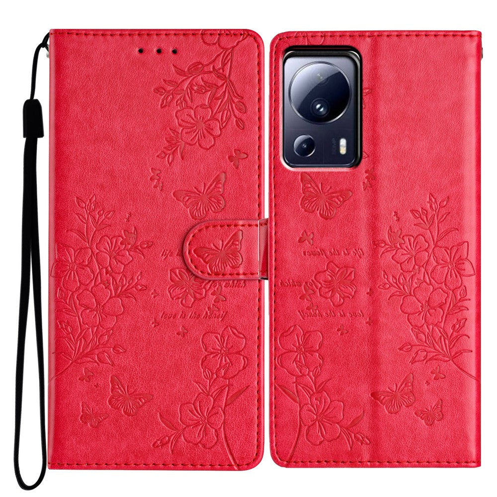 Xiaomi 13 Lite / Civi 2 5G mobilskal Fjärils Blommigt Läder Plånboksfodral