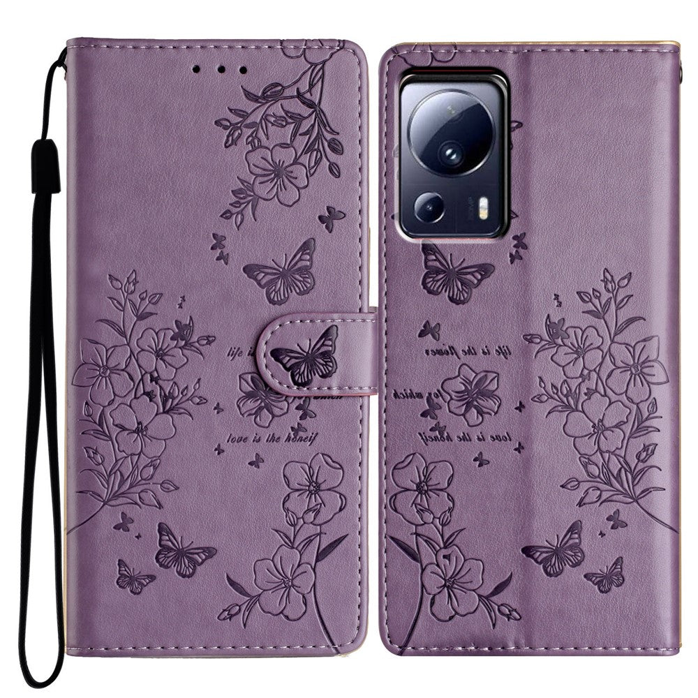 Xiaomi 13 Lite / Civi 2 5G mobilskal Fjärils Blommigt Läder Plånboksfodral