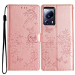 Xiaomi 13 Lite / Civi 2 5G mobilskal Fjärils Blommigt Läder Plånboksfodral