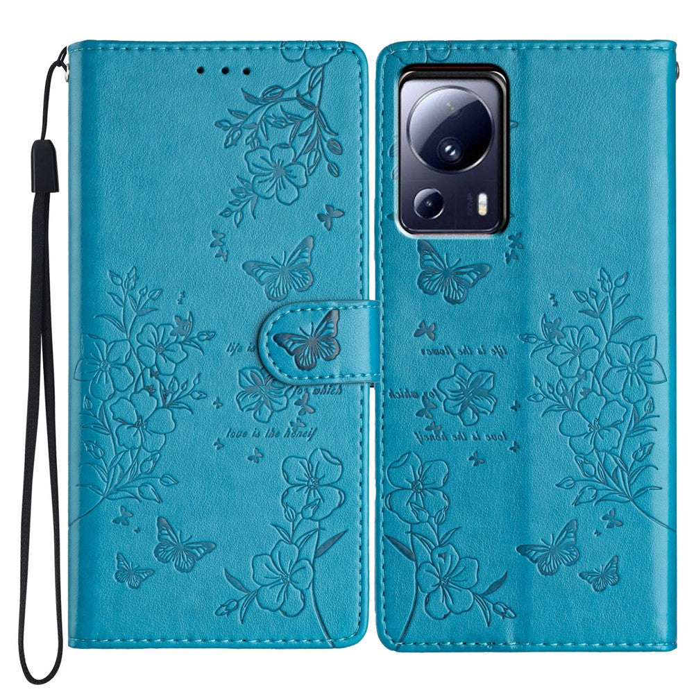 Xiaomi 13 Lite / Civi 2 5G mobilskal Fjärils Blommigt Läder Plånboksfodral