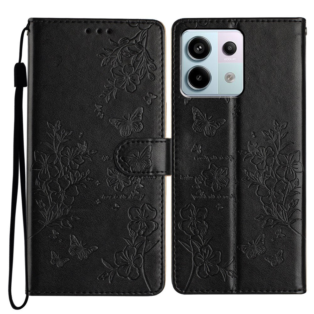 For Xiaomi Redmi Note 13 Pro 5G / Poco X6 5G Case Butterfly Floral Imprint Leather Wallet Phone Cover