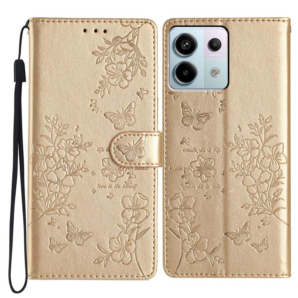 For Xiaomi Redmi Note 13 Pro 5G / Poco X6 5G Case Butterfly Floral Imprint Leather Wallet Phone Cover